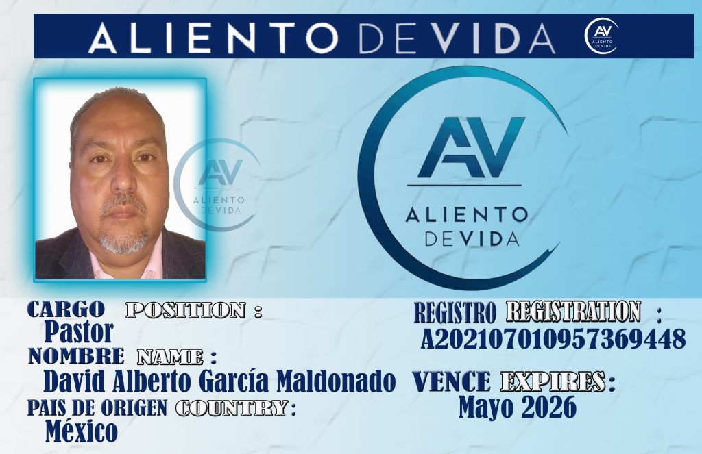 Credencial diseñada para Aliento de Vida